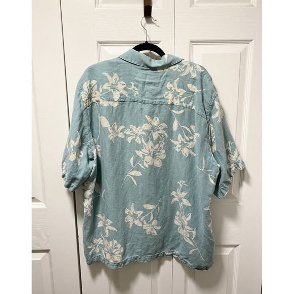 28 Palms Mens Size XXL Linen Silk Floral Hawaiian Button Down Relaxed Fit Shirt - Picture 4 of 7